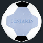 Baby Boy Naming Ceremony Hebrew Jewish Gift Soccer Ball<br><div class="desc">A boy Hebrew Ceremony gift for a Naming Day. The template has a blue theme.
The design template is with a blue coloured text on a blue background with a pattern of the Star of David.</div>