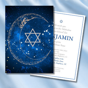 Baby Boy Naming Hebrew Jewish Celestial Invitation