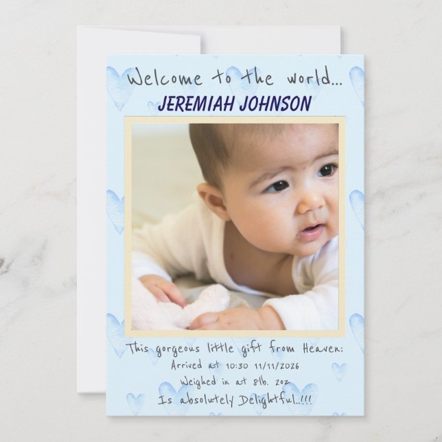 Baby Boy New Arrival Announcement (Front)