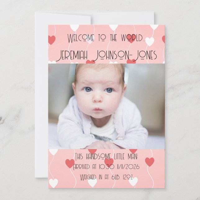 Baby Boy New Arrival Announcement (Front)