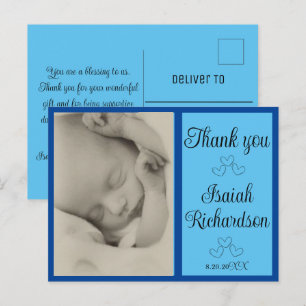 Baby Boy New Baby Announcement Thank You Message Postcard
