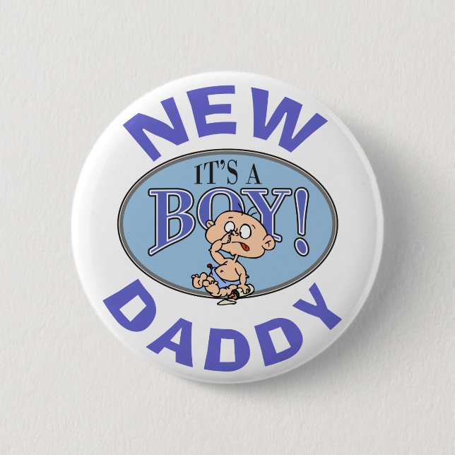 Baby Boy New Daddy 6 Cm Round Badge (Front)