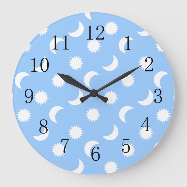 Baby Boy Nursery Lowpriced Sun Moon Blue Large Clock (Front)