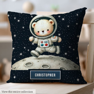 Baby Boy Nursery Pillow with Astronaut Teddy Bear 
