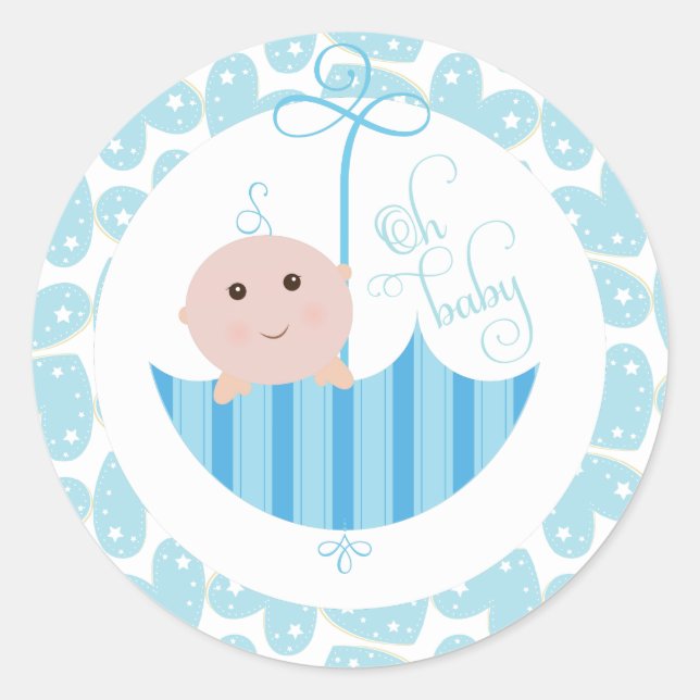Baby Boy Oh Baby Shower umberella Sticker (Front)