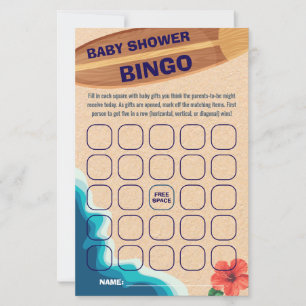 Baby Boy On Board Baby Shower Bingo Game Card