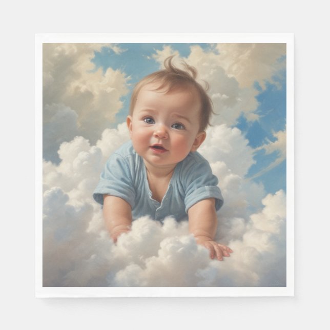 Baby Boy on Cloud Napkin (Front)
