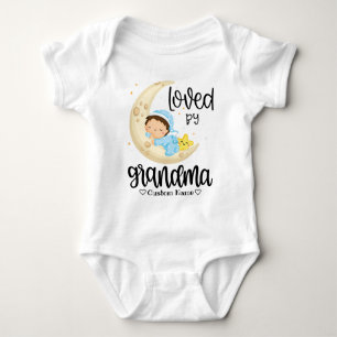 Baby Boy on Moon - Loved by Grandma Baby Bodysuit