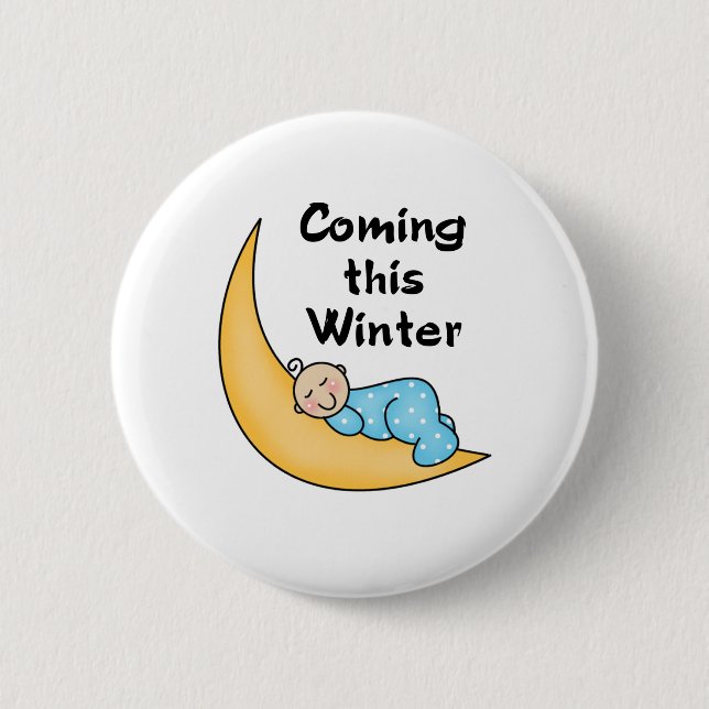 Baby Boy on Moon Winter 6 Cm Round Badge (Front)