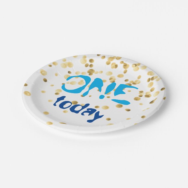 Baby Boy ONE today -  Paper Plate (Angled)