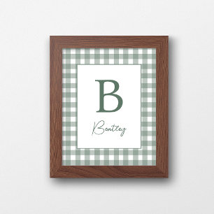 Baby Boy or Family Name Sign Plaid Wall Decor