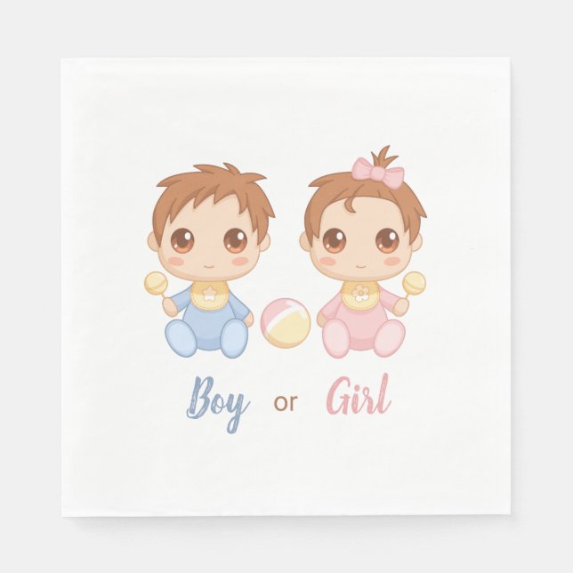 Baby Boy or Girl Gender Reveal Party Napkin (Front)