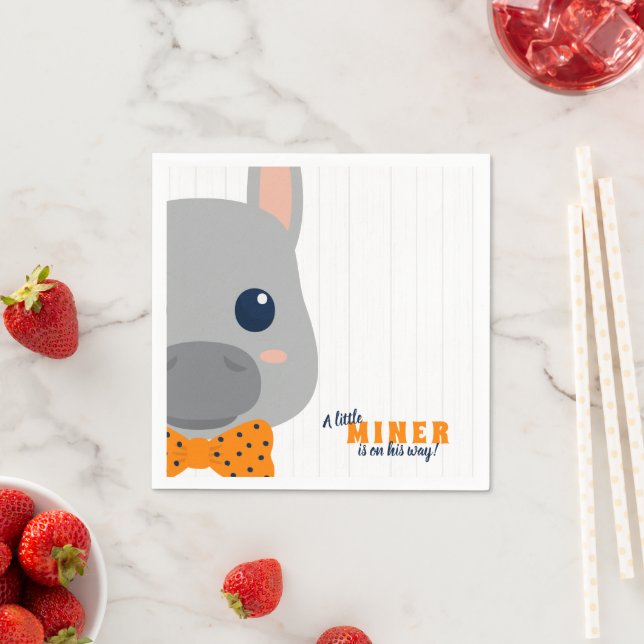 Baby Boy Orange Donkey Baby Shower Napkin (Insitu)