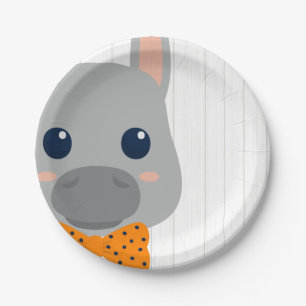 Baby Boy Orange Donkey Baby Shower Paper Plate