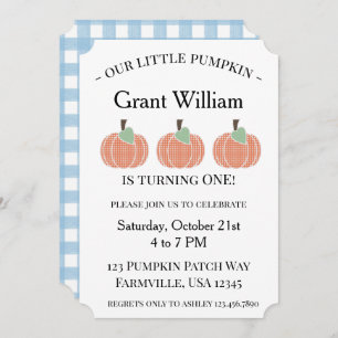 Baby Boy Our Little Pumpkin First Birthday  Invitation