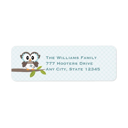 Baby Boy Owl Return Address Labels