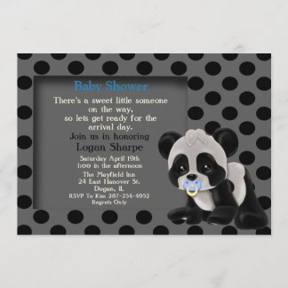 Baby Boy Panda Bear Baby Shower Invitation