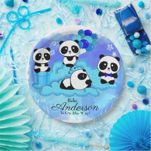 Baby Boy Pandas Baby Shower Paper Plates