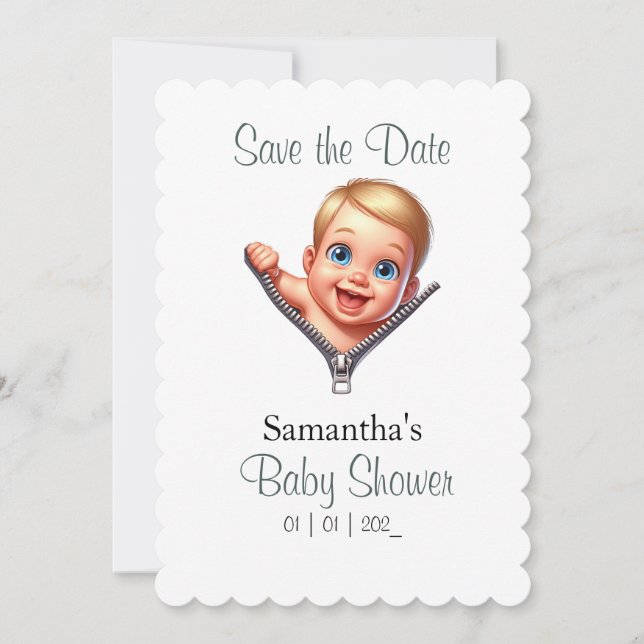 Baby Boy Peeking out Baby Shower Theme (Front)