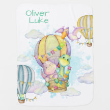 Baby Boy Personalised Dinosaur Baby Name Blanket