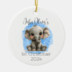 Baby Boy Personalised Elephant Ornament 