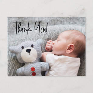 Baby Boy Photo baby shower thank you Handlettering Postcard