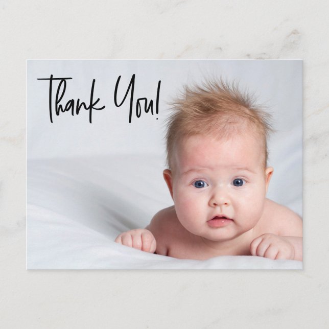 Baby Boy Photo baby shower thank you Script Postcard (Front)