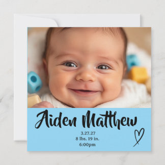 Baby Boy Photo Birth Announcement