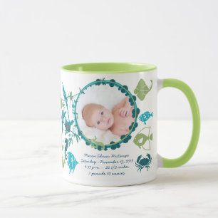 Baby Boy Photo Mug Baby Stats Cute Birds