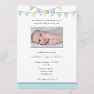 Baby Boy Photo Sip and See Invitation