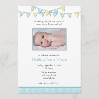 Baby Boy Photo Sip and See Invitation