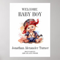 Baby Boy Pirate Welcome Hospital Door Poster