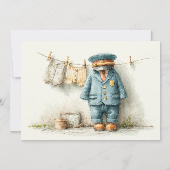 Baby Boy Police 1st Birthday Party Invitation (Front)