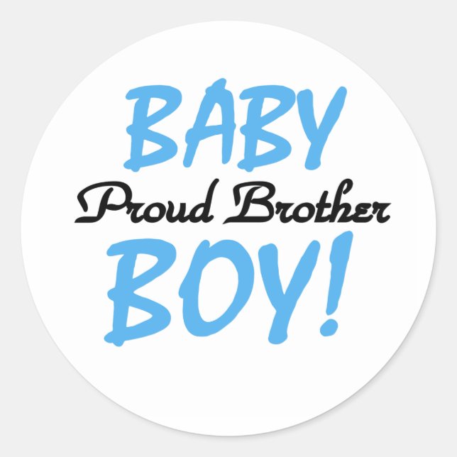 Baby Boy Proud Brother Classic Round Sticker (Front)