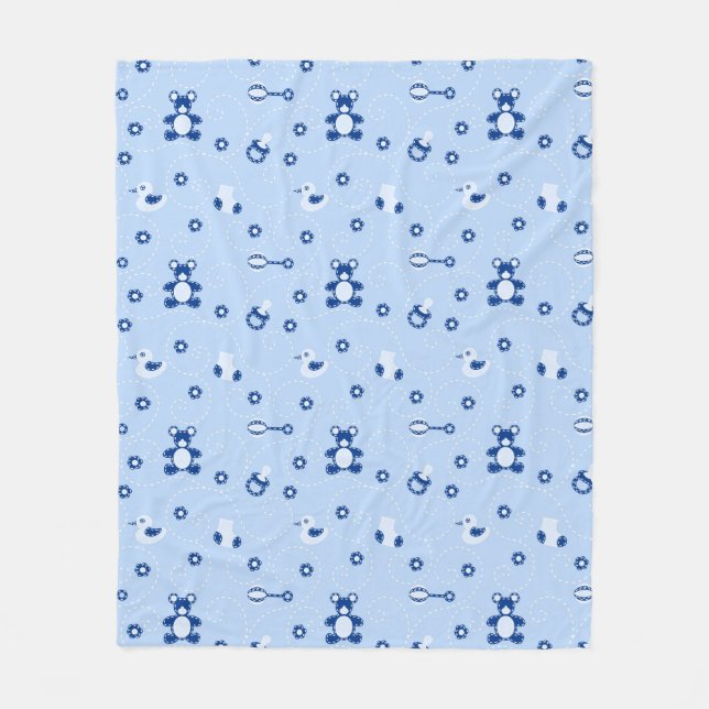 Baby-boy Quilt Pattern Fleece Blanket (Front)