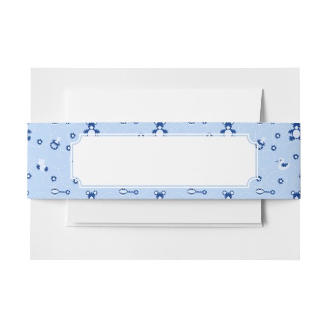 Baby-boy Quilt Pattern Invitation Belly Band (Front Example)