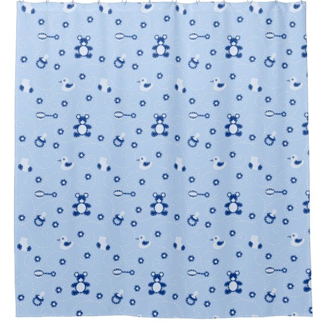Baby-boy Quilt Pattern Shower Curtain (Front)