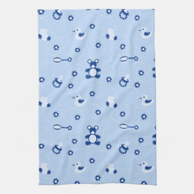 Baby-boy Quilt Pattern Tea Towel (Vertical)