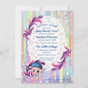 Baby Boy rainbow Bubbles & Unicorns Baby Shower Thank You Card