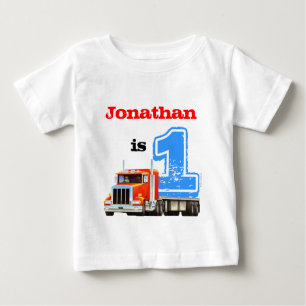 Baby Boy Red Flat Bed Truck 1st Birthday Baby T-Shirt