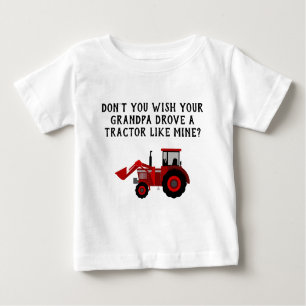 Baby Boy Red Tractor Grandpa Funny Baby T-Shirt