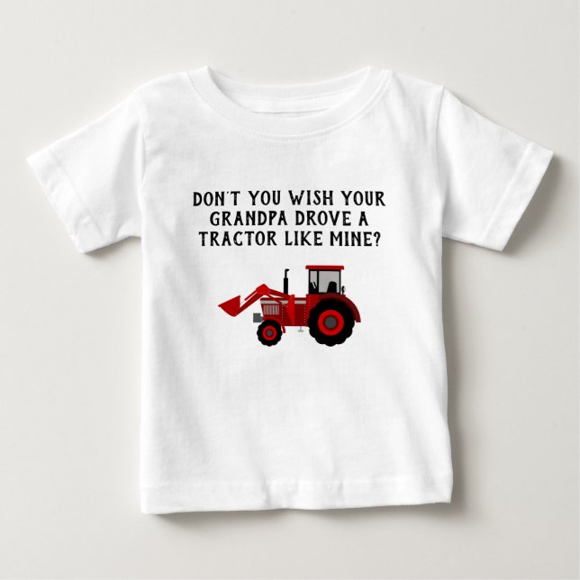 Baby Boy Red Tractor Grandpa Funny T-Shirt (Front)