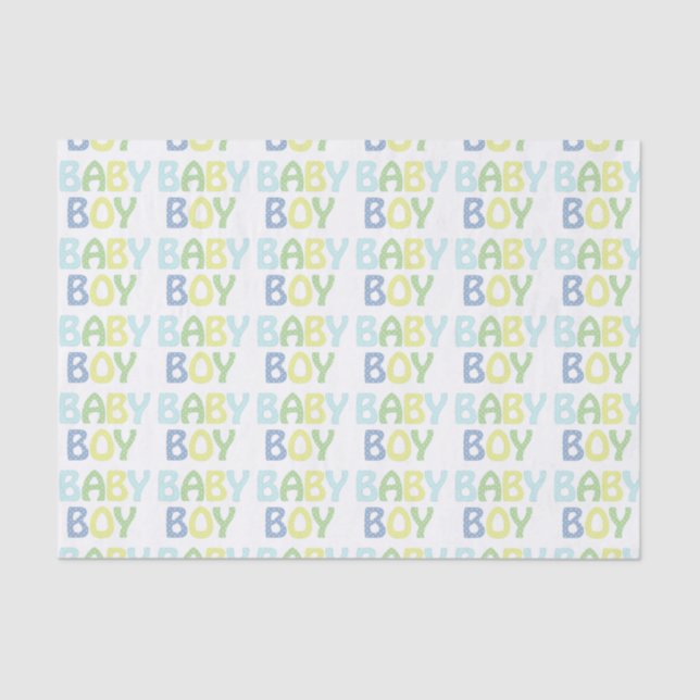Baby Boy Repeat Words Pattern Tissue Paper (Front)