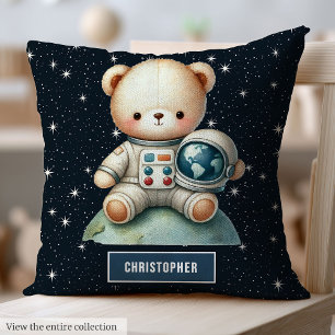 Baby Boy Room Pillow with Astronaut Teddy Bear