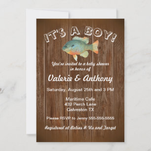Baby Boy Rustic Fishing Invitation