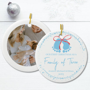 Baby Boy’s First Christmas Family of Three  Ceramic Ornament