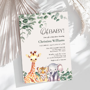 Baby Boy Safari Animals Baby Shower Invitation