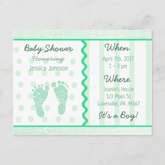Baby Boy Sage Green Baby Shower Invitation Postcard (Front)