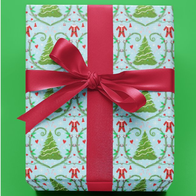 Baby Boy Santa Outfit Christmas Tree Pattern Wrapping Paper (Creator Uploaded)