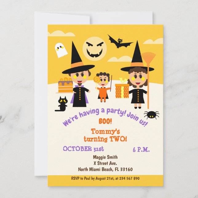 Baby boy second birthday Halloween Party Invitation (Front)